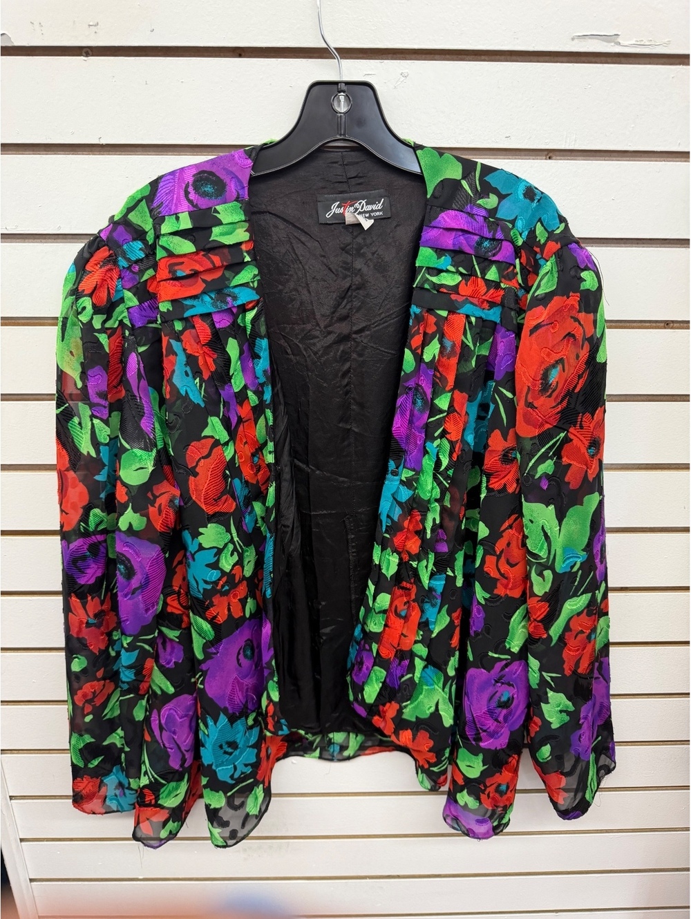 Justine David New York Floral Sheer Jacket Blazer Size 20W Vintage